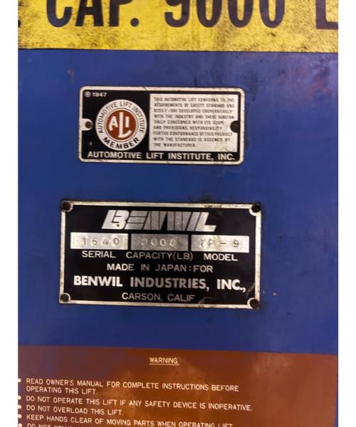 Benwil Industries TP-9 2-Post Lift - Image 3